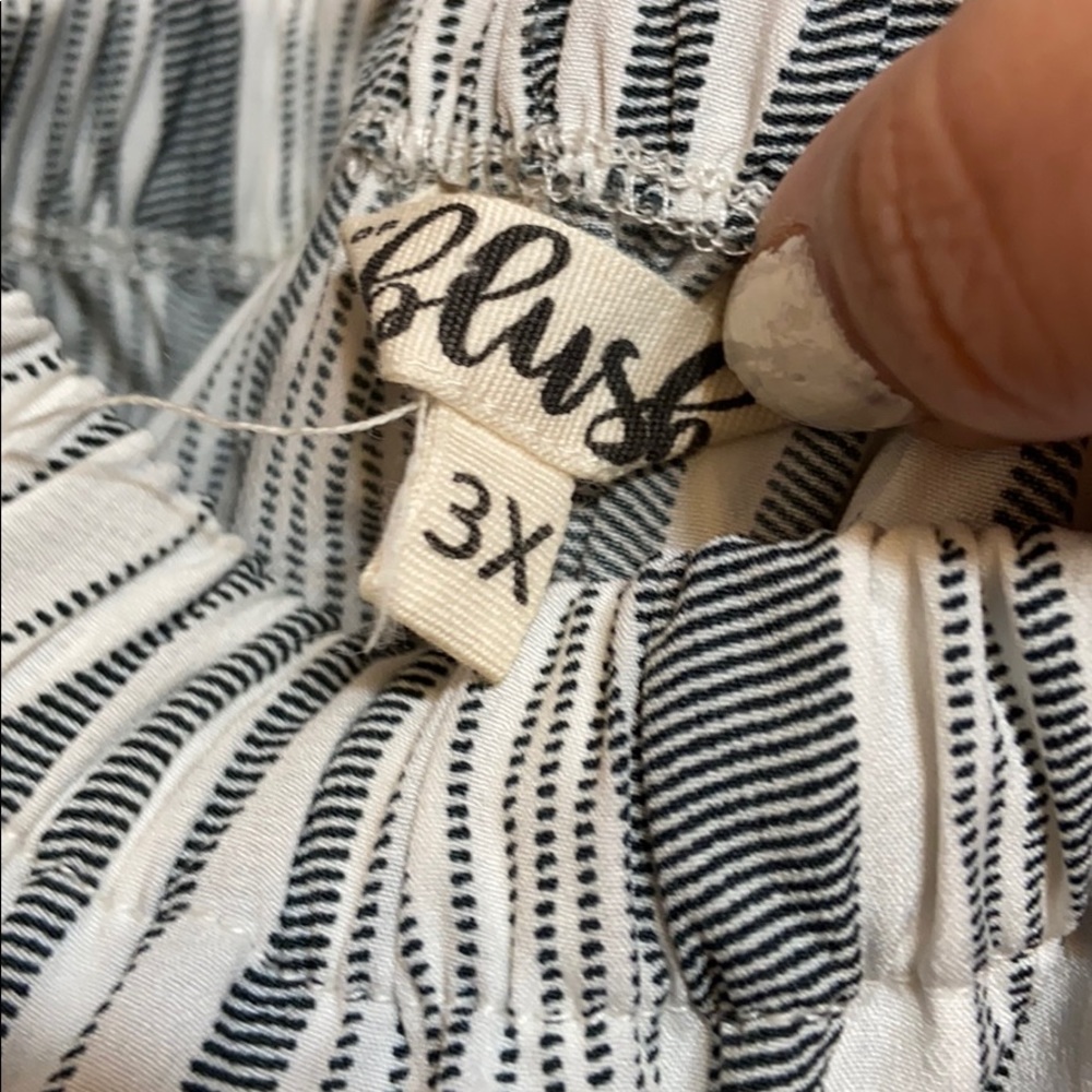 Grey and White Striped Plus Size Romper - Picture 5 of 6